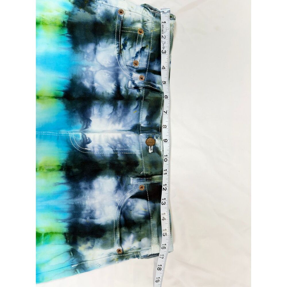 J.Crew Tie Dye Denim Skirt Womens Size 8 Blue Green A-Line Jean Skirt